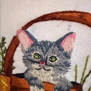 Embroidered 80’s Vintage Sultana PEEK-A-BOO Needle Craft Handmade 70’s Wall Art